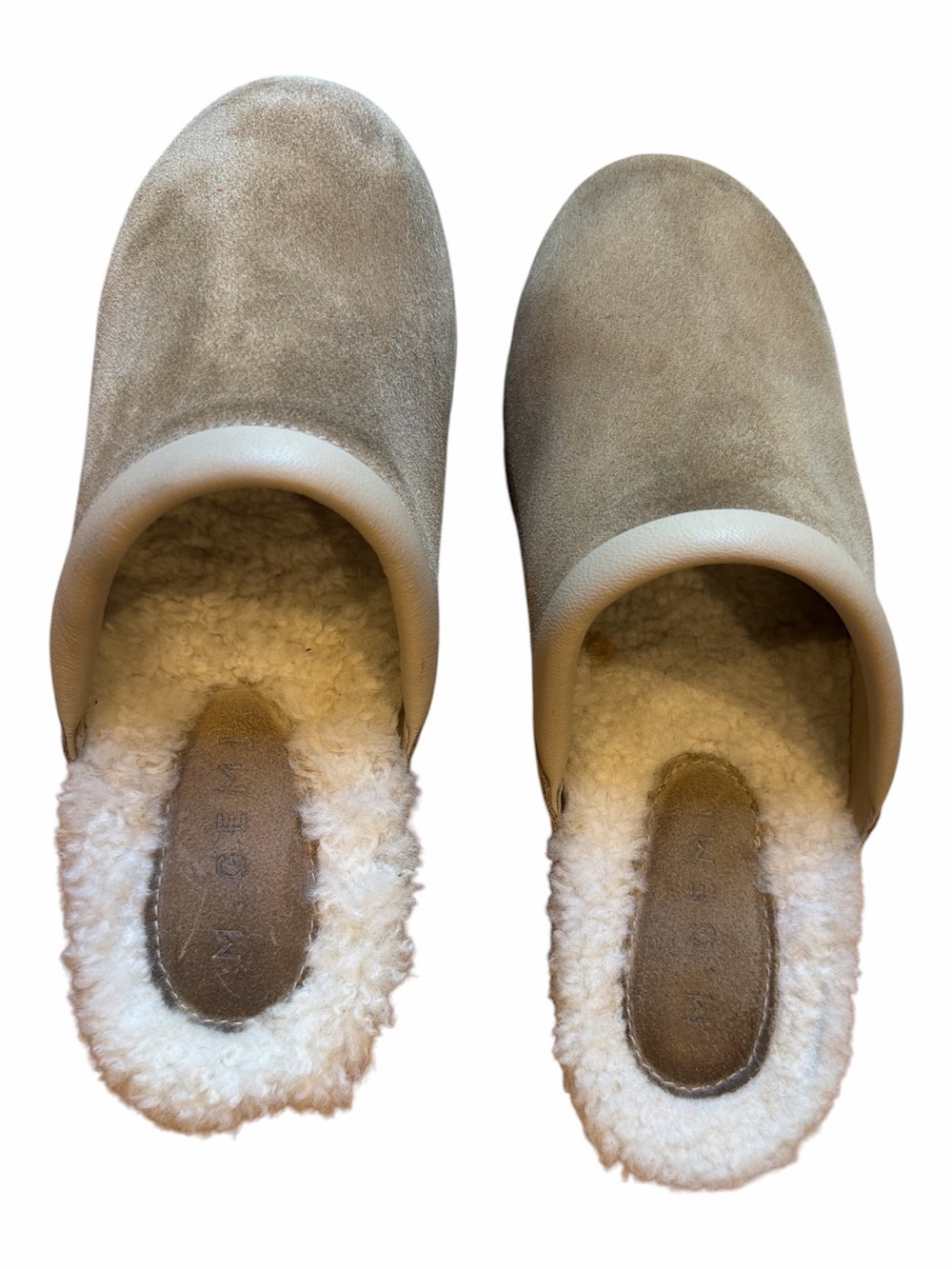 M. Gemi women's Suede Faux-Shearling Slip-Ons - Beige - Picture 3 of 5